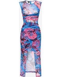 Pinko - Mesh Dress With Chemical Sea Print - Lyst