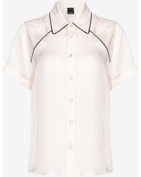 Pinko - Embroidered Satin Short-sleeved Shirt - Lyst