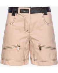 Pinko - Shorts Aus Baumwolle Und Leder, /Schwarz - Lyst