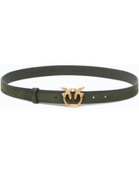 Pinko - Suede Belt With Love Birds Buckle, 2 Cm - Lyst