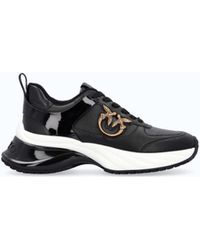 Pinko - Ariel Leather-Effect Sneakers With Mirror Detailing - Lyst