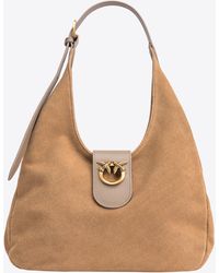 Pinko - Mini Hobo Bag In Suede And Leather - Lyst
