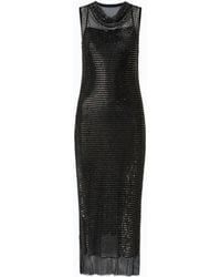 Pinko - Abito Midi Effetto Rete Con Strass - Lyst
