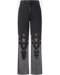 Pinko - Wide-Leg Jeans With Sheer Organza - Lyst