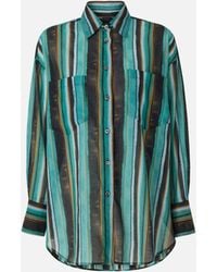 Pinko - Cotton Shirt With Brushstroke-Effect Stripes - Lyst