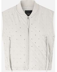 Pinko - Quilted Vest With Rhinestones And Studs - Lyst
