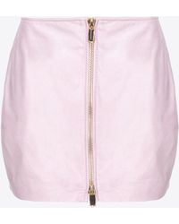 Pinko - Mini Skirt In Laminated Vintage Leather - Lyst
