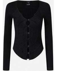 Pinko - Slim-fit Ribbed Cardigan With Sunny Design - Lyst