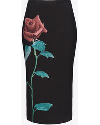Pinko - Rose-print Calf-length Skirt - Lyst
