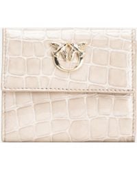 Pinko - Galleria Small Wallet In Shiny Croc-print Leather - Lyst