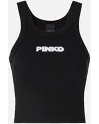 Pinko - Cropped Vest Top With Logo - Lyst