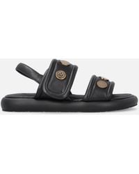 Pinko - Padded Nappa Leather Sandals With Metallic Details - Lyst