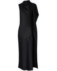 Pinko - Long, One-Shoulder Satin Dress - Lyst