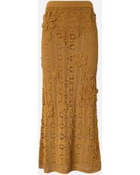 Pinko - Crochet-Effect Midi Skirt With Appliqué Flowers - Lyst