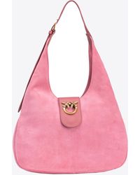 Pinko - Mini Hobo Bag in suede e pelle - Lyst