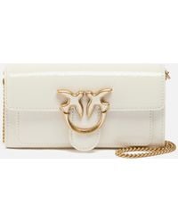 Pinko - Glossy Wallet With Shoulder Strap With Bird Buckle - Lyst