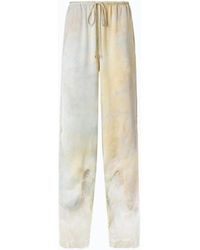 Pinko - Garment-Dyed Satin Trousers With Lace Details - Lyst
