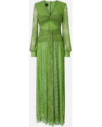 Pinko - Long Lace Dress With V-Neck - Lyst