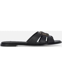 Pinko - Leather Slip-On Sandals With Love Birds Logo - Lyst