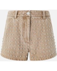 Pinko - Shorts Aus Braunem Denim Mit Nieten - Lyst