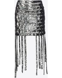 Pinko - Sequin-lace Mini Skirt With Fringing - Lyst