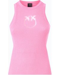 Pinko - Ribbed Top With Sheer Love Birds Logo - Lyst