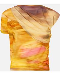 Pinko - Kurzes Asymmetrisches Top Mit Landschaftsprint, Multi-/Rosa - Lyst