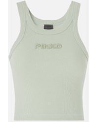Pinko - Cropped Vest Top With Logo - Lyst