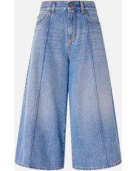 Pinko - Wide-Leg Denim Bermuda Shorts - Lyst