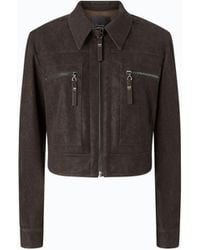 Pinko - Cropped Nubuck Leather-Effect Jacket - Lyst