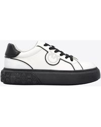 Pinko - Leather Sneakers With Contrasting Details - Lyst