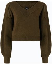 Pinko - Cropped Wool Sweater With Balloon Sleeves - Lyst