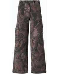 Pinko - Cotton Trousers With Floral Camouflage Motif - Lyst
