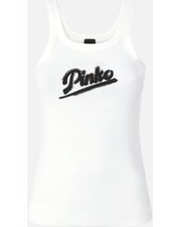 Pinko - Vest Top With Embroidery And Rhinestones - Lyst