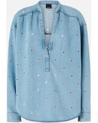 Pinko - Denim Blouse With Eyelets - Lyst