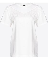 Pinko - T-shirt With Fine Fringing - Lyst