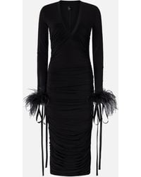 Pinko - Dress With Drape And V-Neck - Lyst