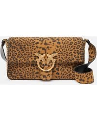 Pinko - Love Bag One Slouchy Medium Shoulder Bag In Leopard-print Suede - Lyst