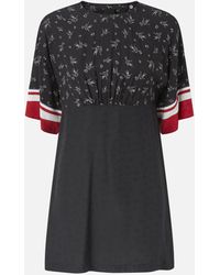 Pinko - Kleid Aus Bedruckter Jacquard-Viskose, Schwarz/Weiß - Lyst