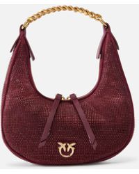 Pinko - Fully Rhinestoned Mini Brioche Bag Hobo, Metallic - Lyst