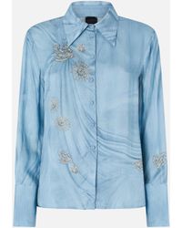 Pinko - Fluid Shirt With Placed Jewel Print - Lyst