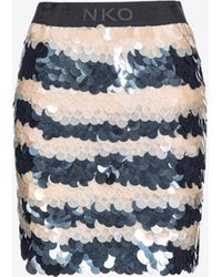Pinko - Mesh Mini Skirt With Sequinned Stripes - Lyst
