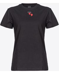 Pinko - T-shirt With Heart Embroidery - Lyst