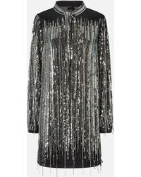 Pinko - Mini Dress With Sequins And Fringing - Lyst