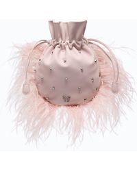 Pinko - Kleine Beutel-Umhängetasche Aus Nappaleder Mit Federn Und Nieten Galleria - Lyst