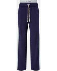 Pinko - Weite Sporthose Mit Seitenstreifen, Blau/Weiß - Lyst