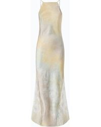 Pinko - Satin Dress With Shaded Color And Lace Insert - Lyst