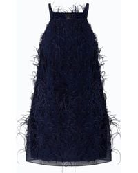 Pinko - Short Dress With Feathers - Lyst