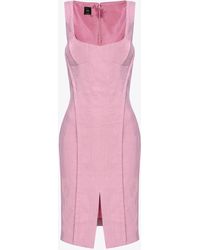 Pinko - Slim-fitting Linen Dress - Lyst
