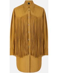 Pinko - Mini Shirt Dress With Fringing - Lyst